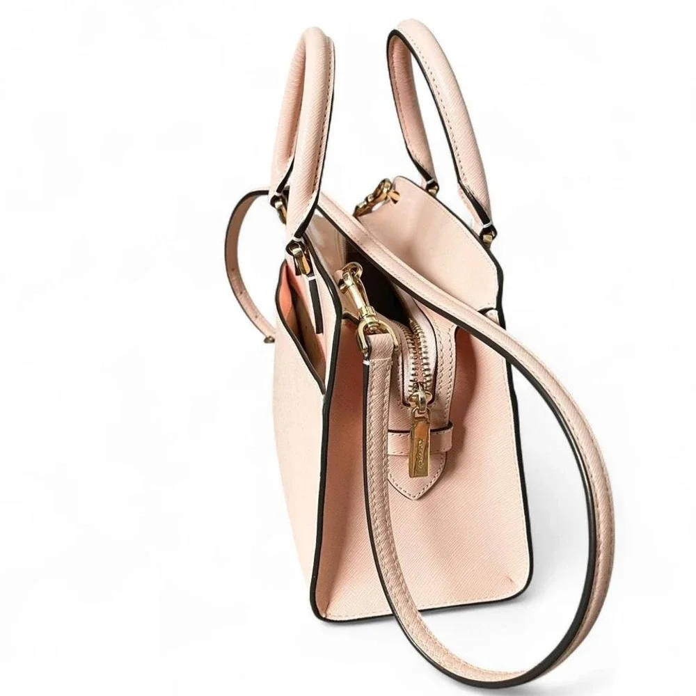 Kate Spade Blush Pink Saffiano Leather Satchel Crossbody Bag Gold Hardware Purse